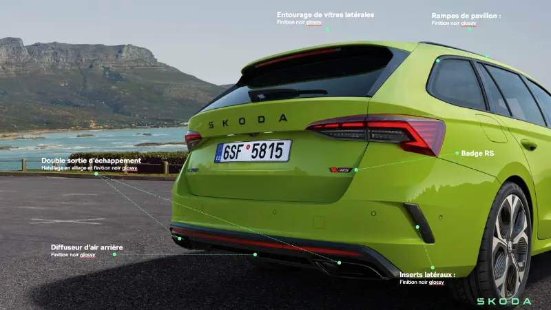Vue détaillée de l'arrière de la Škoda Octavia RS
