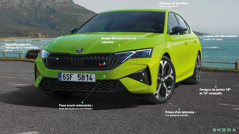Vue détaillée de l'extérieur de la Škoda Octavia RS